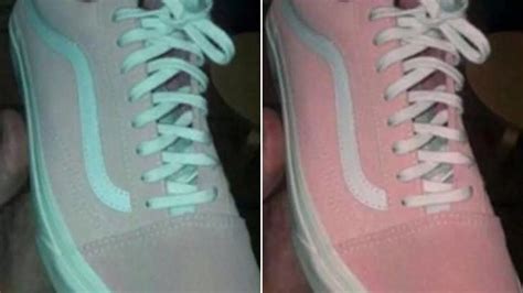 green and grey shoe or pink fake